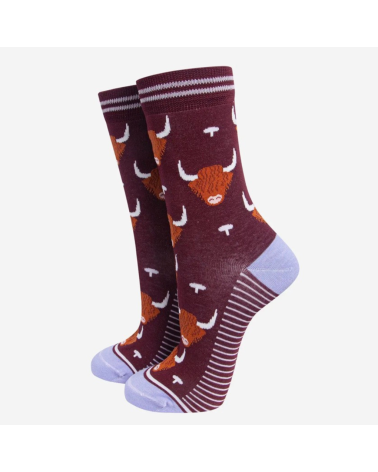 Sockenmotiv Highland Cow - Damen-Bambussocken von Sock Talk