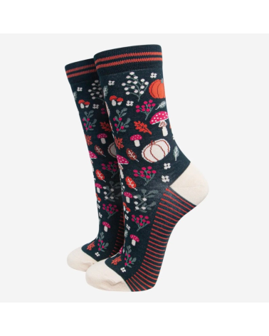 Sockenmotiv Pumpkin Floral - Damen-Bambussocken von Sock Talk