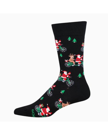 Herren-Socken Cycling Santa Claus mit Weihnachtsmann auf dem Velo von SockSmith
