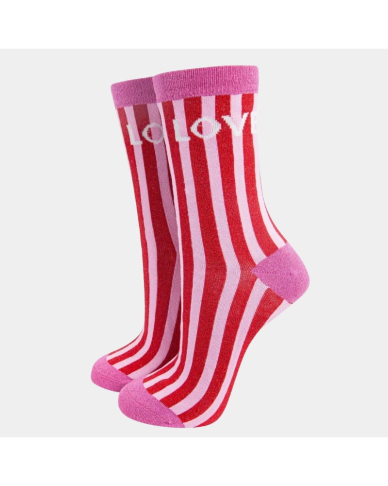 Damen-Bambussocken Love Stripes Glitter mit Streifen und Glitzer von Sock Talk