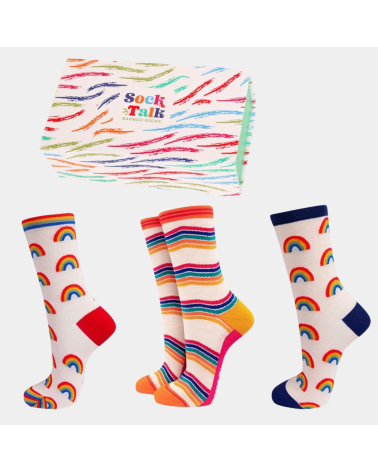 Geschenkbox Rainbow mit 3 Paar Damen-Bambussocken von Sock Talk