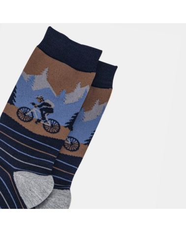 Herren-Bambussocken Mountain Bike mit Bike-Motiv von Sock Talk