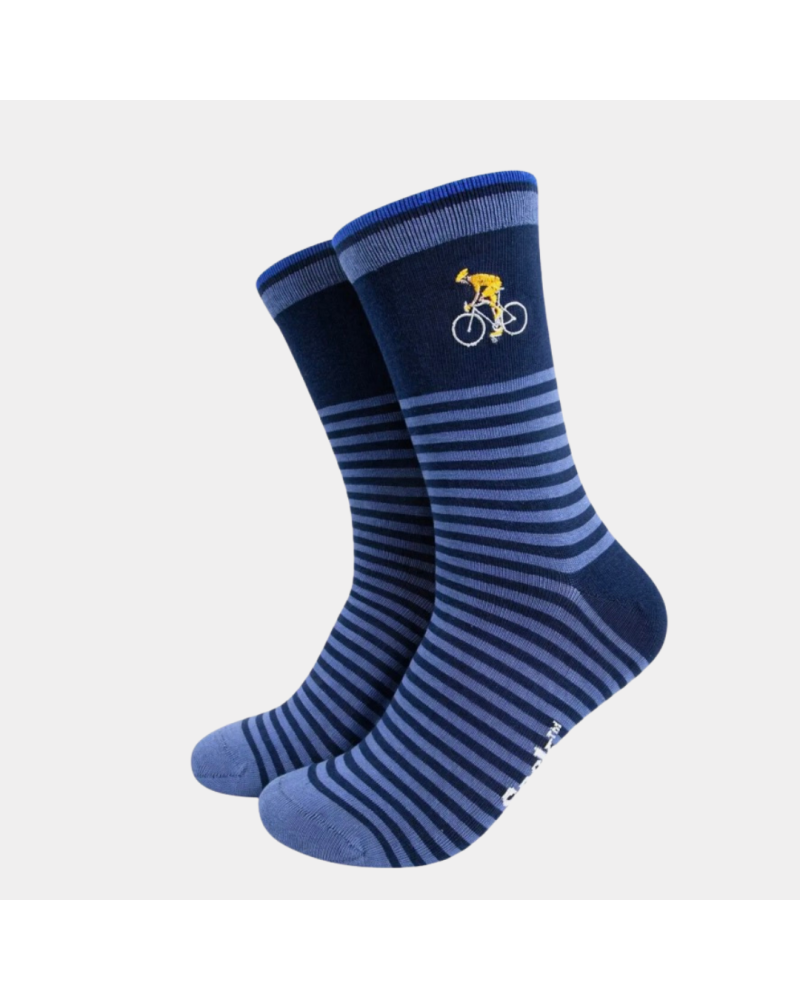 Herren-Socken Striped Cyclist mit Radfahrer-Motiv von Sock Talk