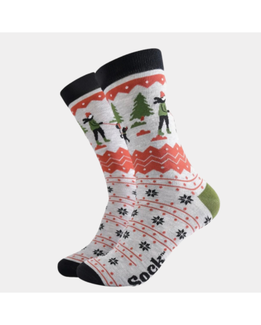 Herren-Bambussocken Owner Walking Dog im Norwegermuster von Sock Talk